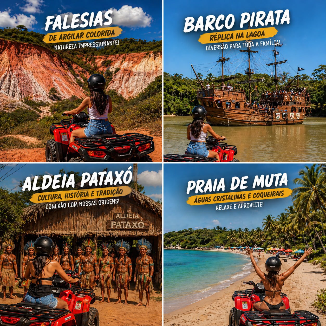 Montagem das quatro paradas da Rota Praia